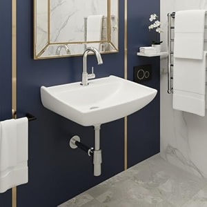 krisskross ceramic rectangular wallhung wash basin  modern wallmounted sink for bathroom amp living room  glossy white single tap hole  compact spacesaving