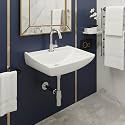 KrissKross Ceramic Rectangular Wall‑Hung Wash Basin | Modern Wall‑Mounted Sink for Bathroom &amp; Living Room | Glossy White, Single Tap Hole | Compact Space‑Saving