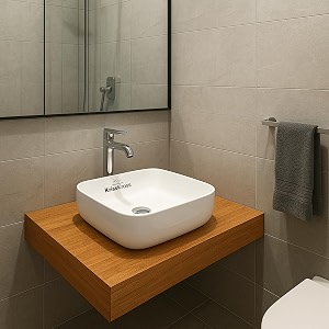 krisskross countertop ceramic wash basin square-round vessel sink above-counter mount gloss white easy-clean single-tap compatible