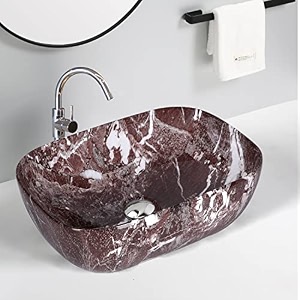 krisskross table top wash basinglossy finishcounter toptable top bathroom sinkcrater brown color for bathroom amp living room 455 x 32 x 135 cm - bravo