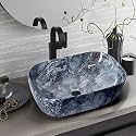KrissKross Table top Wash Basin/Glossy Finish/Counter top/Table top Bathroom Sink/Marble Blue Color For Bathroom &amp; Living Room 45.5 x 32 x 13.5 cm - Bravo