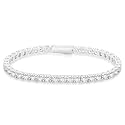 KRKC&amp;CO Tennis Bracelets for Women, Birthday Wedding Gift for Her, 3/4/5mm, 14k Gold/White Bracelet, Iced Out 5A Cubic Zirconia Stones, Bridal Wedding Jewelry for Wife Mom