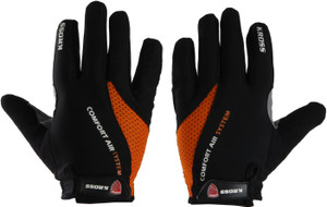 kross cycling gloves full finger lycra soft padding gel touch screen orange - m cycling gloves orange