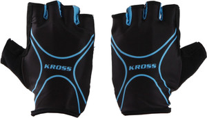 kross cycling gloves half finger lycra blue soft padding gel anti slip design - m cycling gloves blue