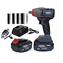 KROST ECO Series 380Nm Brushless Cordless Impact Wrench Kit, 21V Double Li-Ion Batteries,Auto Stop Function With Sockets Drill Chuck & Adapter (Impact Wrench Kit),Blue