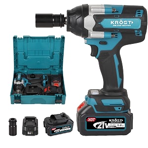 krost pro series 700nm torque cordless impact wrench 1234 brushless motor 21v37v max double li-ion batteries auto stop function forwardreverse rotation led light impact wrench
