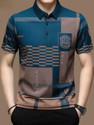 KRSTITCH Printed Men Polo Neck Blue T-Shirt