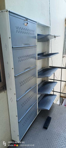 KRUGER Metal Shoe Rack Cream and Grey