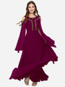 Krunal Raiyani Embroidered Georgette Stitched Anarkali Gown (Purple)