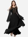 Krunal Raiyani Embroidered Georgette Stitched Anarkali Gown (Black)