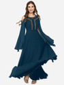 Krunal Raiyani Embroidered Georgette Stitched Anarkali Gown (Blue)