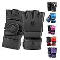 Kruzak MMA Gloves, Men and Womenââ‚¬â„¢s Half-Finger Boxing Mitts, Hand Wraps with Open Palms for Grappling, Kickboxing, Sanda, Sparring, Muay Thai (Matte Black) (S/M)