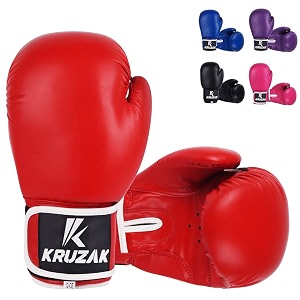 kruzak plain boxing gloves for training sparring kickboxing muay thai and fighting - red - 12oz