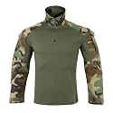 KRYDEX Tactical Men's Combat Shirt Rapid Assault Long Sleeve Shirt with Elbow Pads