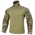 KRYDEX Tactical Men's Combat Shirt Rapid Assault Long Sleeve Shirt with Elbow Pads