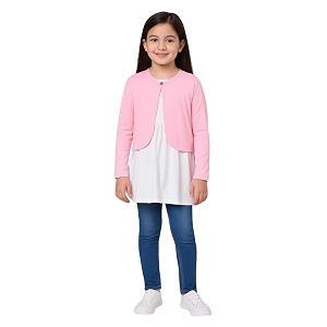 kryptic kids girls regular length cotton shrug  soft lightweight open front layer for stylish everyday wear casual outfits