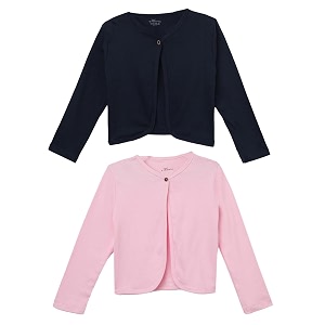 kryptic kids girls regular length cotton shrug  pack of 2 soft lightweight open-front layers for stylish everyday wear and casual outfits