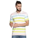 KRYPTIC Men White Stripes Printed Polo Collar