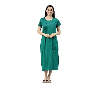 KRYPTIC Womens Pure Cotton Printed Maxi Nightdress