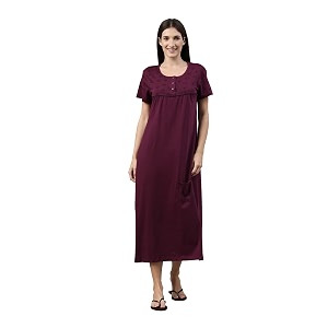KRYPTIC Womens Pure Cotton Printed Maxi Nightdress