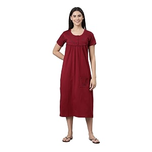 KRYPTIC Womens Pure Cotton Printed Maxi Nightdress