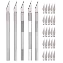 KRYTONE®Detail Pen Knife Interchangeable Sharp Blades for Carving &amp; Mat Cutting, Paper Cardboard Thermocol Cutting (5PCS KNIFE WITH 25PCS BLADE)