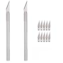KRYTONE®Detail Pen Knife Interchangeable Sharp Blades for Carving &amp; Mat Cutting, Paper Cardboard Thermocol Cutting (2PCS KNIFE WITH 10PCS BLADE)