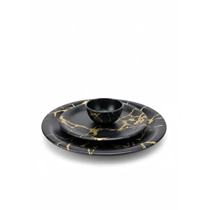 unbreakbale white full serving plate white quarter plate and bowl set set of 3 pcs full plate black amp gold