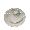 Unbreakbale White Full Serving Plate White Quarter Plate and Bowl Set (3 pcs =10.5'' Quater 7.5 inch Bowl 3.5 inch) (Whte)