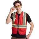 A-KSAFETY High Visibility Safety Vest for Men Women with Pockets and Zipper
