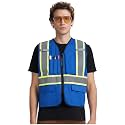 A-KSAFETY High Visibility Safety Vest for Men Women with Pockets and Zipper