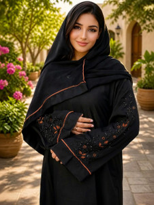 KSCOLLECTION Cotton Blend Solid Self Design Burqa