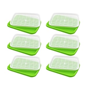 seed sprouter tray with drain holes  bpa free nursery seed germination tray healthy wheatgrass seeds grower amp storage tray for garden home office with germinating paper pack of 6