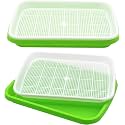 Seed Sprouter Tray with Drain Holes | BPA Free Nursery Seed Germination Tray Healthy Wheatgrass Seeds Grower &amp; Storage Tray for Garden Home Office with Germinating Paper (Pack of 2)