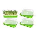 Seed Sprouter Tray with Drain Holes | BPA Free Nursery Seed Germination Tray Healthy Wheatgrass Seeds Grower & Storage Tray for Garden Home Office with Germinating Paper (Pack of 4)