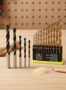 kshivi combo of 13 pcs hss twisted for metal and 5 pcs woodworking drill bits for wood power  hand tool kit