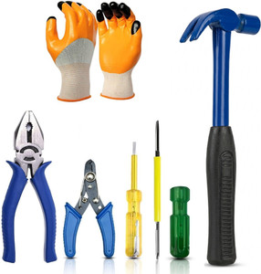 kshivi combo of 5 hand tool set with safety gloves lineman plier