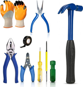 kshivi combo of 6 handtool set with safety gloves lineman plier
