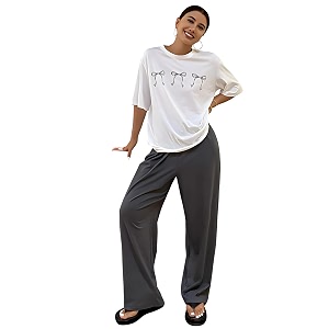 KSHS Printed Round Neck Short Sleeve Nightsuit
