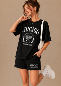 kshs women printed black top  shorts set