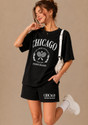 kshs Women Printed Black Top & Shorts Set
