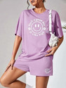 kshs Women Printed Purple Top & Shorts Set