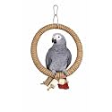 KSK Natural Jute Rope Bird Swing for Medium & Large Parrots | Strong Wooden Perch Hanging Swing Toy | Cage Accessory for African Grey, Amazon, Cockatoo, Macaw