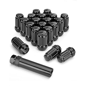 ksp 20pc black closed end lug nuts 12mmx150 thread size cone seat 6 spline with 2 keys for 5 lug wheels honda acura more aftermarket wheels