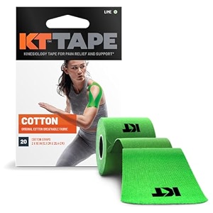 kt tape original cotton elastic kinesiology therapeutic tape - lime - 20 pre-cut 10-inch strips