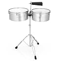 Ktaxon 13 Inch &amp; 14 Inch Timbale Drum Set, Silver