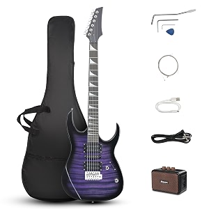 ktaxon 3934 electric guitar with 5watt amp for beginners tiger purple