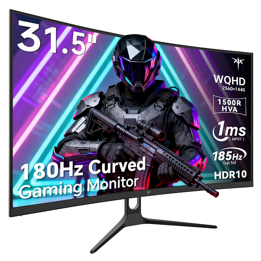 KTC 32 Inch Curved Gaming Monitor, 2K 180Hz (OC 185Hz) 1500R Monitor ...