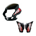 KTC Premium HF DELUXE 3D BLACK RED SIDE PANNEL VISOR COMBO Bike Headlight Visor