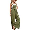 Kubbon Womens Wide Leg Jumpsuits Sleeveless Straps Bib Overalls Summer Baggy Casual Pants Rompers Overalls with Pockets